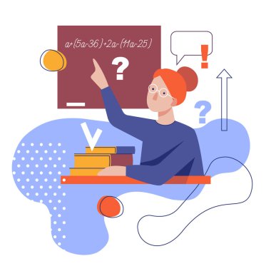 Tahtadaki bir öğretmenin düz çizimi