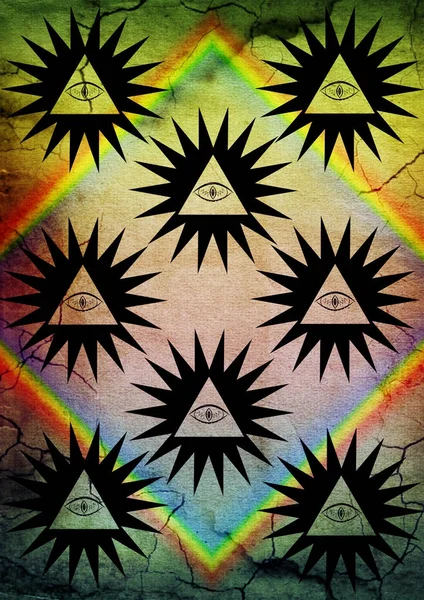 Eyes inside triangles making a pattern