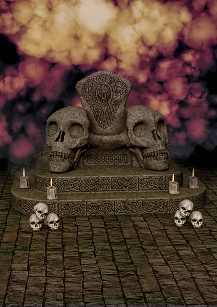 Cráneo trono fondo — Foto de Stock