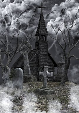 Terk edilmiş mezarlığı arka plan