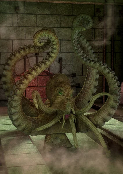 Octopus Monster Een Riool — Stockfoto