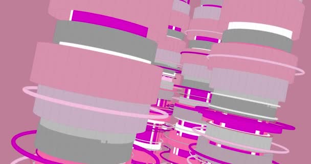 Background Technological Cylinders Made Wireframe Style Pink Color — Stock Video