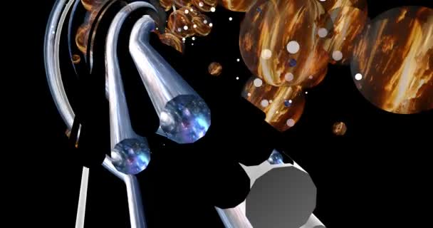 行星和宇宙在扭曲的管子里的超现实背景 — 图库视频影像