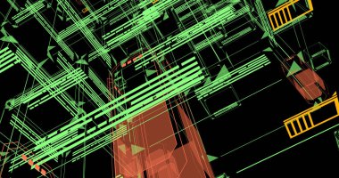 Kalıplar oluşturan bir teknolojik ağın kavramsal arka planı.