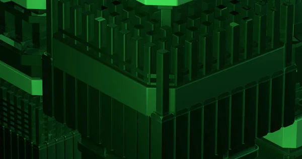 暗緑色のブロックで模様を作るアブストラクト背景 — ストック写真