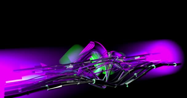 Sci Background Neon Violet Light Wires — Stock Video