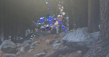 Birçok baloncuk oluşturan soyut renkli arkaplan. 