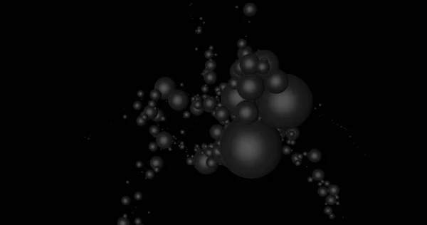 Abstract background with grey bubbles in a solid black backdrop.