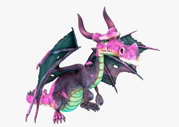 Fantasy Pink Dragon White Background — Stock Photo, Image
