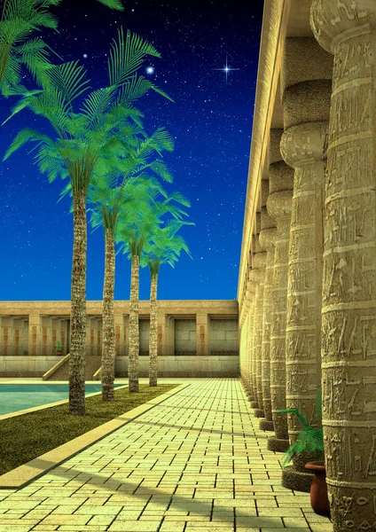 Fantasía Escena Templo Egipcio Viejo Vacío — Foto de Stock