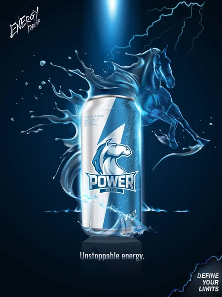 Impresionantes anuncios de bebidas energéticas — Vector de stock