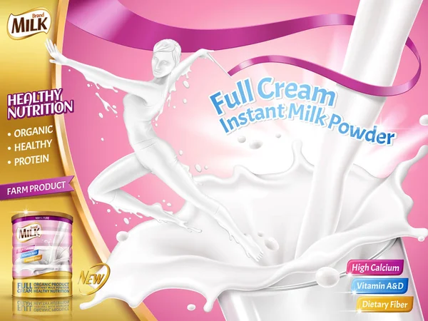 Milk powder for women ads — Stock Vector