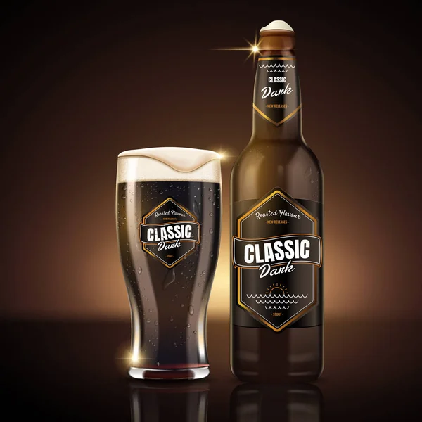 Classic dark beer package design — Stock Vector