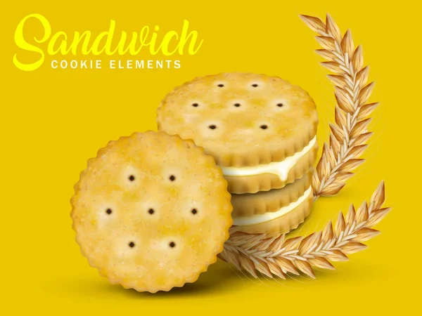 Citron sendvič cookies prvky — Stockový vektor