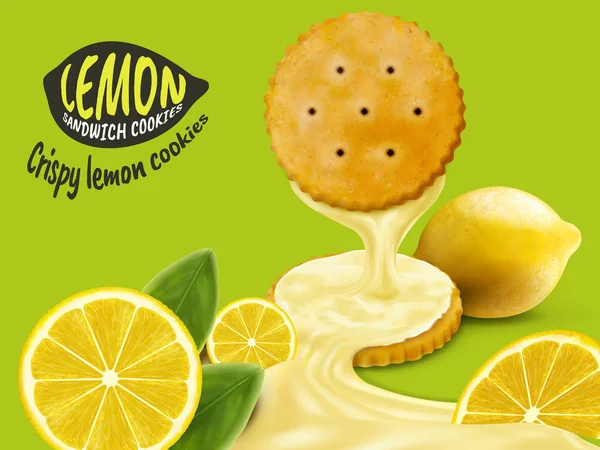 Elemen kue sandwich lemon - Stok Vektor