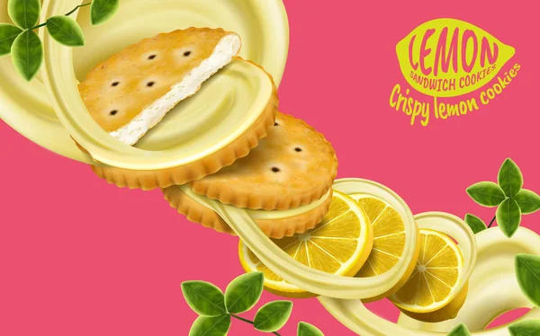 Citron sendvič cookies prvky — Stockový vektor