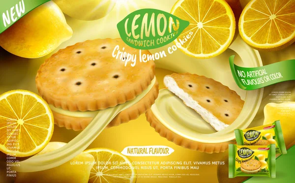 Lemon sandwich cookies ad — Stock Vector