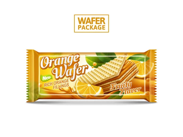 Projeto do pacote de wafer laranja —  Vetores de Stock