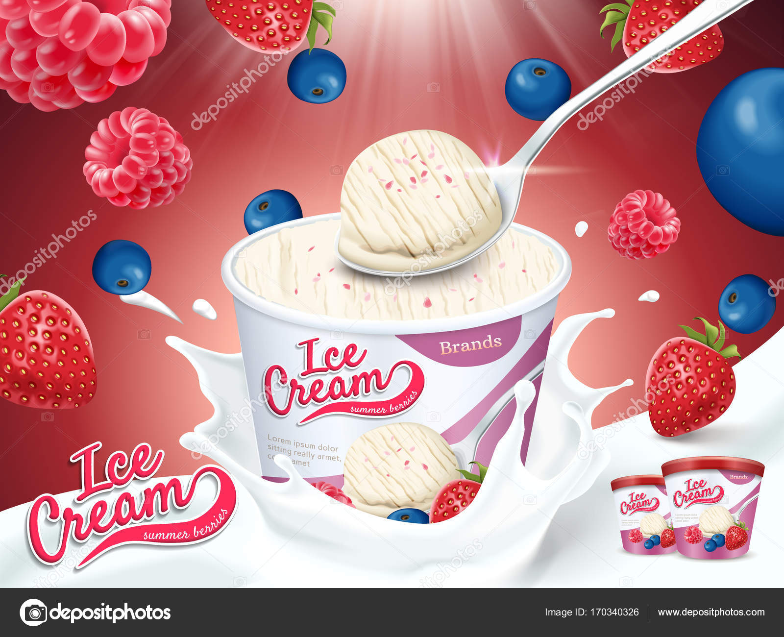Mixed berries ice cream cup Stock Vector Image by ©MITstudio 170340326