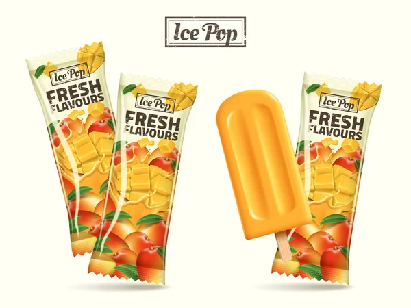 Frisches Mango Eis Pop Design — Stockvektor