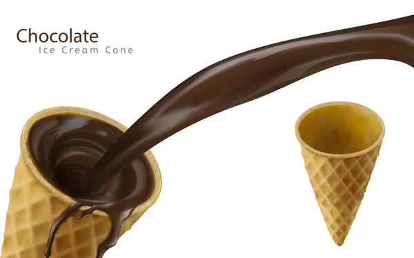 Cono de helado con cacao — Vector de stock