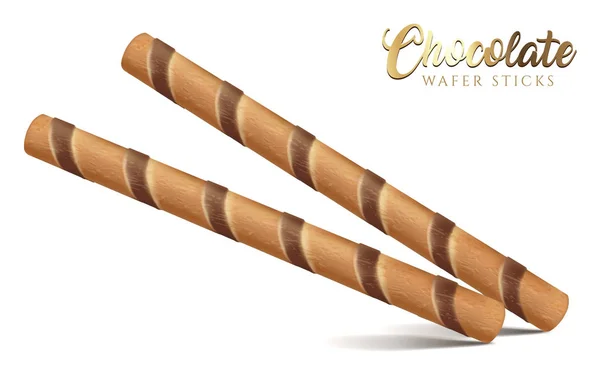 Chocolate filled wafer sticks - Stok Vektor