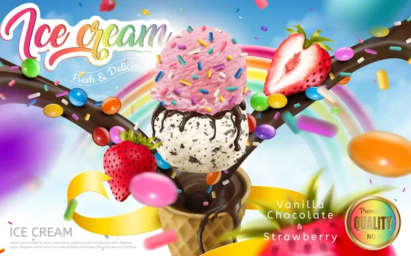 Renkli dondurma koni reklamlar
