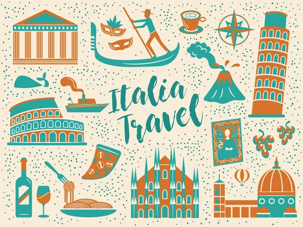 İtalya seyahat koleksiyonları — Stok Vektör