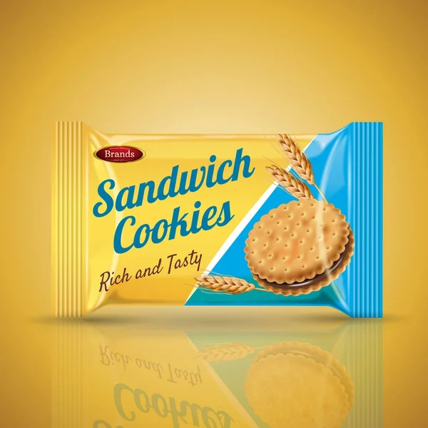 Desain paket cookie Sandwich - Stok Vektor