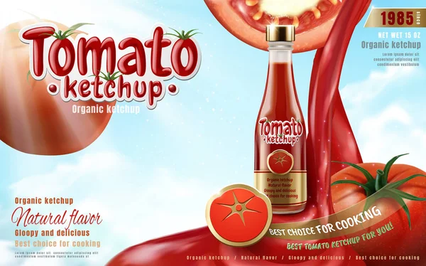 Ketchup di pomodoro annuncio — Vettoriale Stock