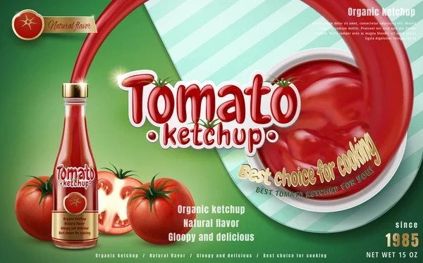 Tomaten ketchup advertentie — Stockvector