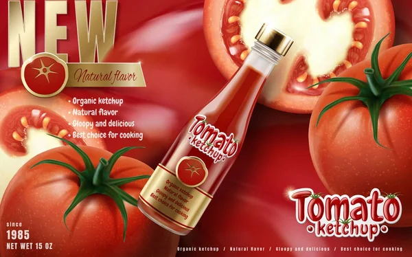 Ketchup di pomodoro annuncio — Vettoriale Stock