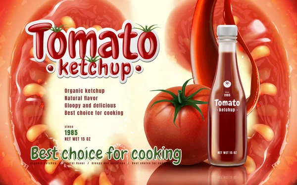 Publicité ketchup tomate — Image vectorielle