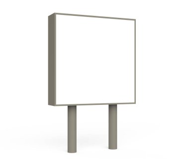 Reklam panosu, kare kurulu 3d işlemedeki ticari kullanım için boş alan ile boş