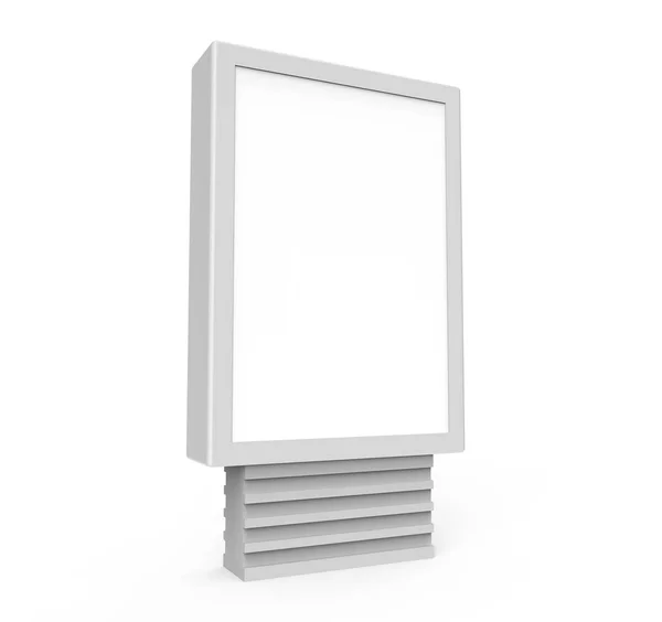 Caixa Luz Branco Vertical Outdoor Isolado Fundo Branco Renderização — Fotografia de Stock