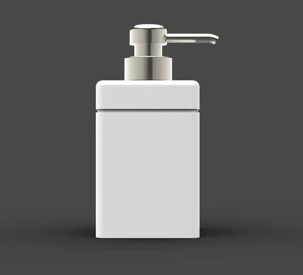 White Square Cosmetic Bottle Head Right Metallic Head Part Gray — Stock Photo, Image