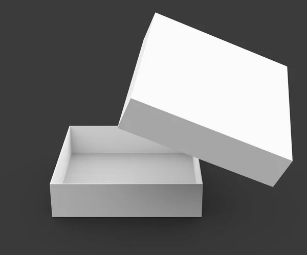 One Blank Empty Open Box Illustration Isolated Dark Background Its — Stock Photo, Image