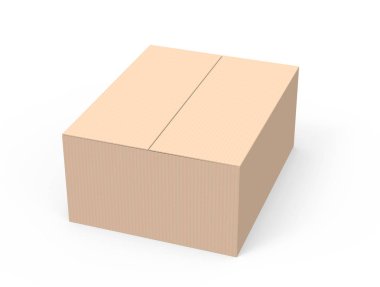 tek ışık kahverengi 3d kağıt kutu modeli oluşturma, beyaz arka plan, tilt yaptı izole