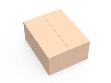 tek ışık kahverengi 3d kağıt kutu modeli oluşturma, beyaz arka plan, tilt yaptı izole