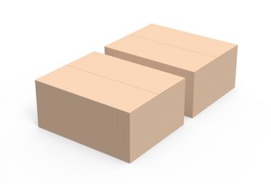 kahverengi 3d render kağıt kutuları yan yana yerleştirilmiş iki ışık izole beyaz arka plan, şu yatır