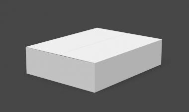 Tek gri düz 3d kağıt kutu modeli, işleme izole koyu arka plan, tilt yaptı