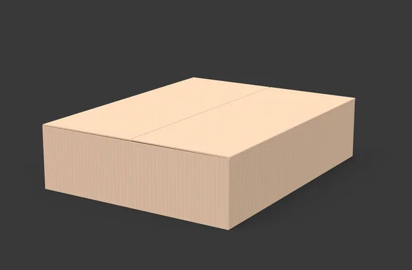 单光棕3D 渲染纸盒模型 孤立暗背景 左倾斜 — 图库照片