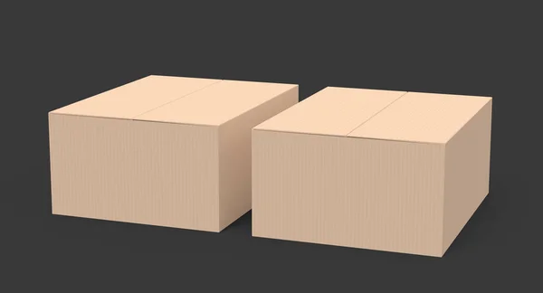 Dos Cajas Papel Renderizado Marrón Claro Colocadas Una Lado Otra — Foto de Stock