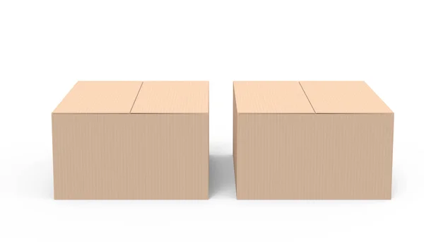 Two Light Brown Rendering Paper Boxes Placed Side Side Isolated — Stock Photo, Image