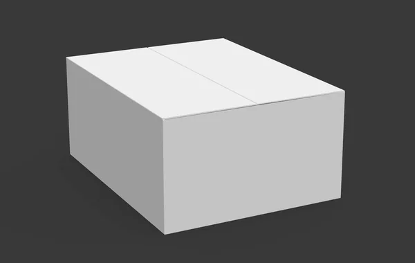 单灰3D 渲染纸盒模型 孤立暗背景 右倾斜 — 图库照片