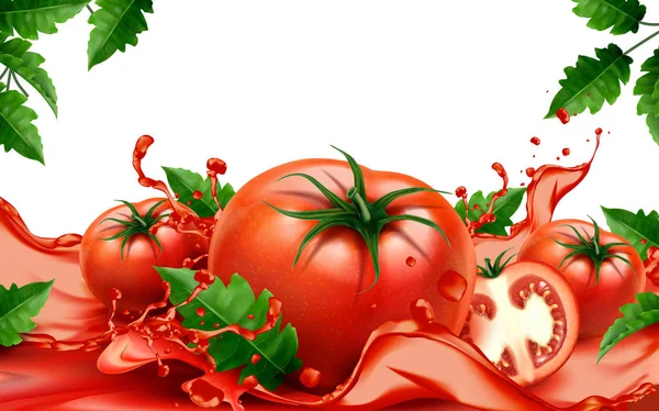 Pomodori freschi con succo — Vettoriale Stock