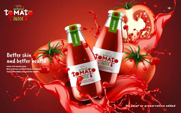 Ντομάτα χυμό αγγελίες — Διανυσματικό Αρχείο