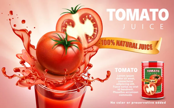 Publicité de jus de tomate — Image vectorielle