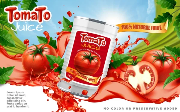 Iklan jus tomat - Stok Vektor