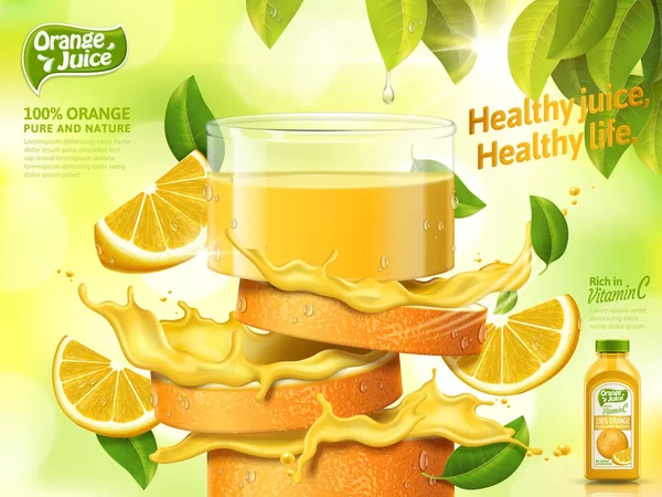 Orangensaft-Werbung — Stockvektor